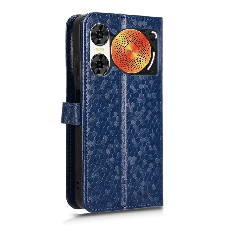 For ZTE nubia Music 2 Wallet Case Dot Pattern Imprint PU Leather Phone Cover - Dark Blue