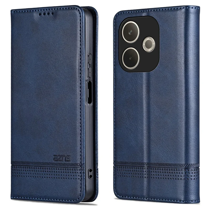 AZNS voor Oppo A5 Pro 4G (Global) / 5G (Global) / A5 Energy 5G (China) Hoesje Koeienhuidstructuur PU Leren Portemonnee Hoes - Blauw