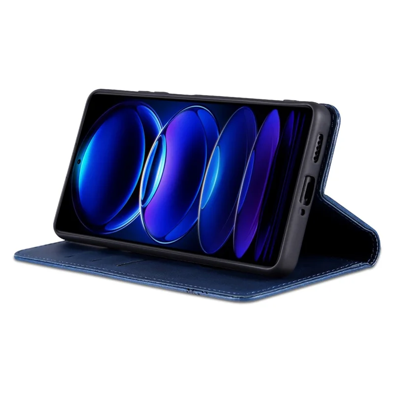 AZNS voor Oppo A5 Pro 4G (Global) / 5G (Global) / A5 Energy 5G (China) Hoesje Koeienhuidstructuur PU Leren Portemonnee Hoes - Blauw