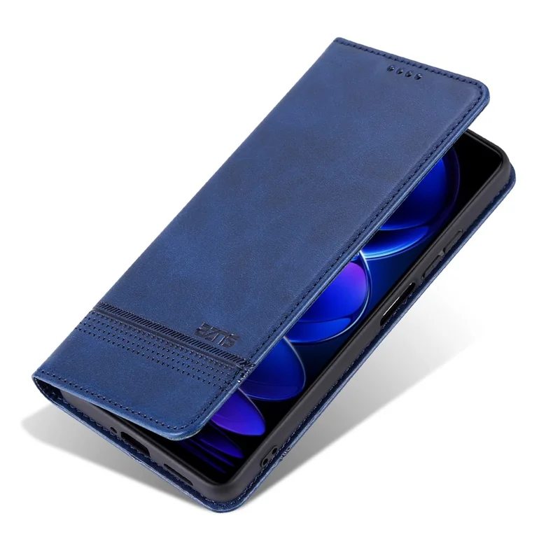 AZNS voor Oppo A5 Pro 4G (Global) / 5G (Global) / A5 Energy 5G (China) Hoesje Koeienhuidstructuur PU Leren Portemonnee Hoes - Blauw