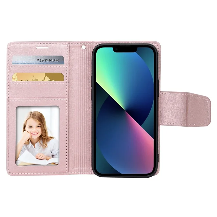 Serie Hanman Miro2 Per Iphone 13 Mini Mini 5,4 Pollici pe Copertura Pella Pella Pelle Pettura Magnetica Magnetic - Oro Rosa