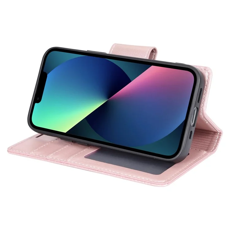 Serie Hanman Miro2 Per Iphone 13 Mini Mini 5,4 Pollici pe Copertura Pella Pella Pelle Pettura Magnetica Magnetic - Oro Rosa