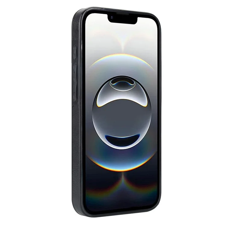 For iPhone 16e Case Card Slot Slim-Fit PU+TPU Mobile Cover - Black