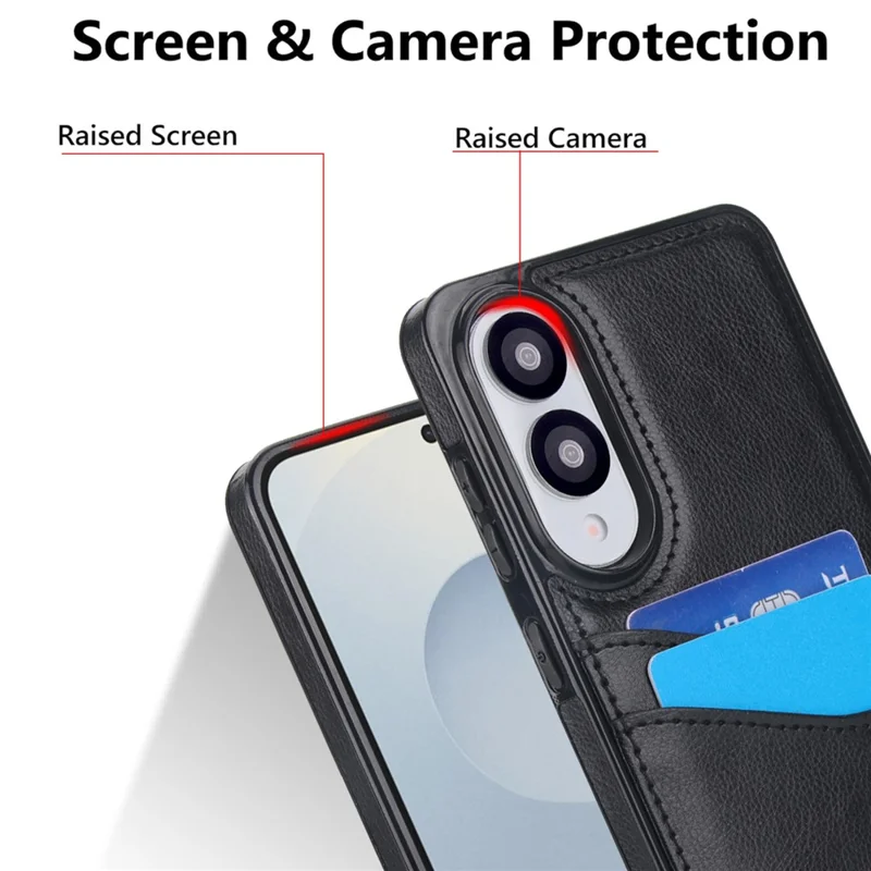 Cover per Samsung Galaxy S25 Edge con Slot per Carte, Sottile e Slim in PU+TPU - Nero