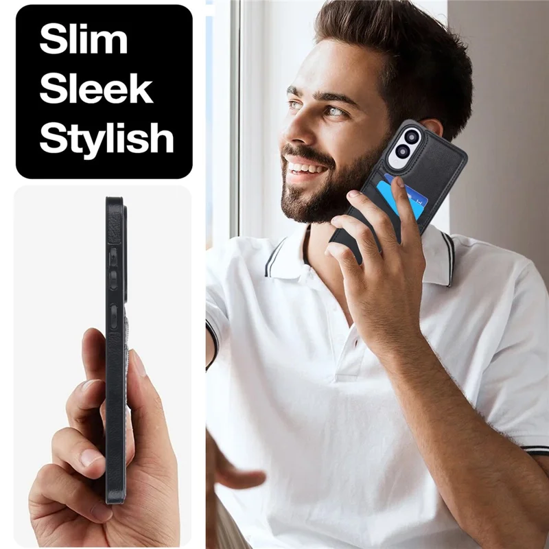 Cover per Samsung Galaxy S25 Edge con Slot per Carte, Sottile e Slim in PU+TPU - Nero