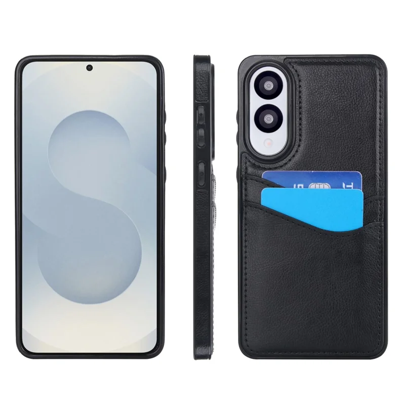 Cover per Samsung Galaxy S25 Edge con Slot per Carte, Sottile e Slim in PU+TPU - Nero