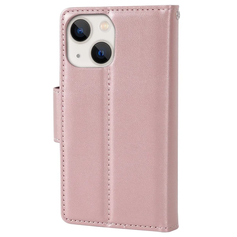 Serie Hanman Miro2 Para Iphone 13 6.1 Pulgadas PU Cuero Case de Billetera 2-en-1 Flip Magnety Stand Telephip Cover - Oro Rosa