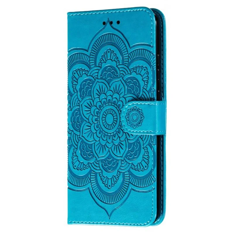 Para Motorola Edge 50 Ultra 5G / Moto X50 Ultra 5G Capa Couro PU Mandala Impressa Design Carteira Capa de Telefone - Azul