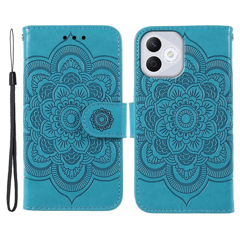 Til Honor 400 Lite 5G Etui i PU-læder med mandala-mønster, lommebeskyttelse til telefon - Blå