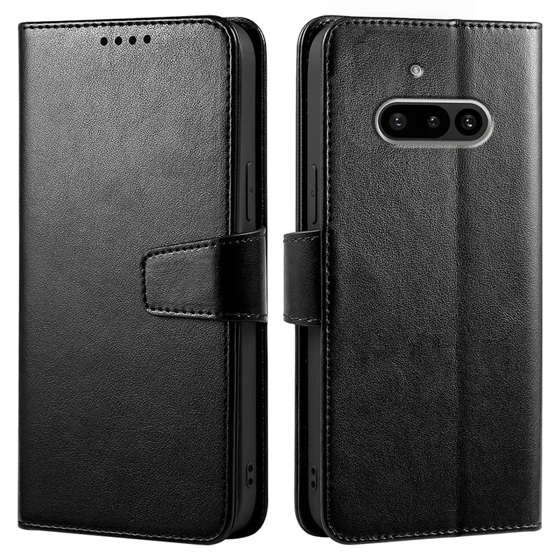For Nothing Phone (3a) Case Stand Card Holder Wallet Leather Phone Cover - Black