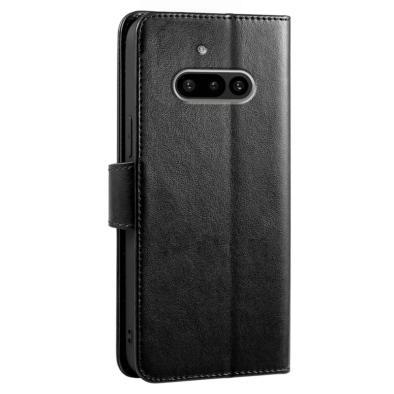 For Nothing Phone (3a) Case Stand Card Holder Wallet Leather Phone Cover - Black