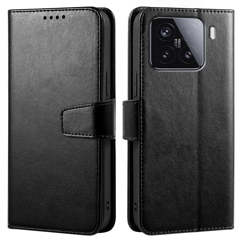 For Xiaomi 15 Case Stand Card Holder Wallet Leather Phone Cover - Black