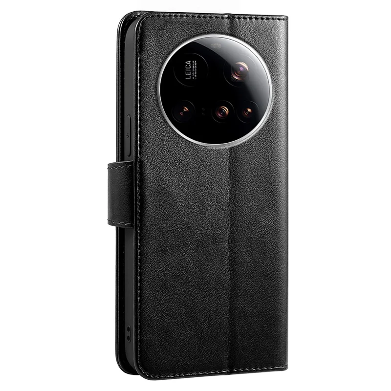 For Xiaomi 15 Ultra Case Stand Card Holder Wallet Leather Phone Cover - Black