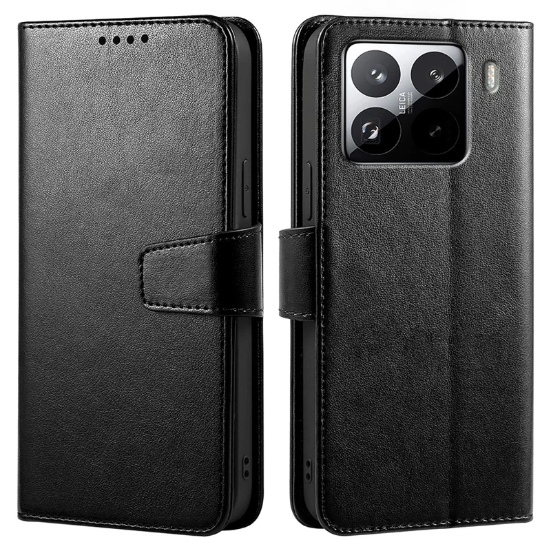 For Xiaomi 15 Pro Case Stand Card Holder Wallet Leather Phone Cover - Black