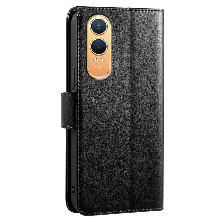 For OnePlus Nord CE4 Lite 5G / Oppo K12x 5G (China) Case Stand Card Holder Wallet Leather Phone Cover - Black