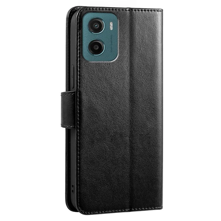For Motorola Moto G05 4G / E15 4G Case Stand Card Holder Wallet Leather Phone Cover - Black