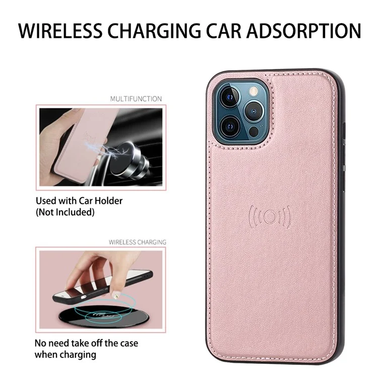 Série Hanman Miro2 Pour Iphone 12 Pro Max 6,7 Pouces PU en Cuir Couvercle Magnétique Détachement Détachable 2-en-1 Coire de Téléphone de Papite - or Rose