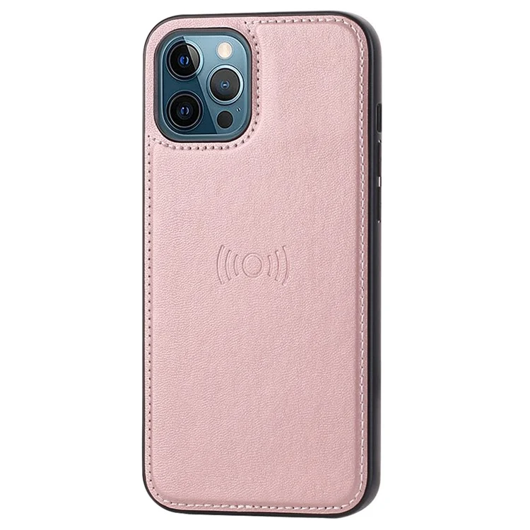 Série Hanman Miro2 Pour Iphone 12 Pro Max 6,7 Pouces PU en Cuir Couvercle Magnétique Détachement Détachable 2-en-1 Coire de Téléphone de Papite - or Rose
