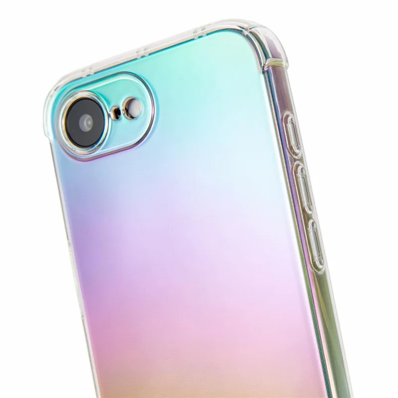 For iPhone 16e Protective Case TPU Clear Phone Cover with Gradient Paper Card