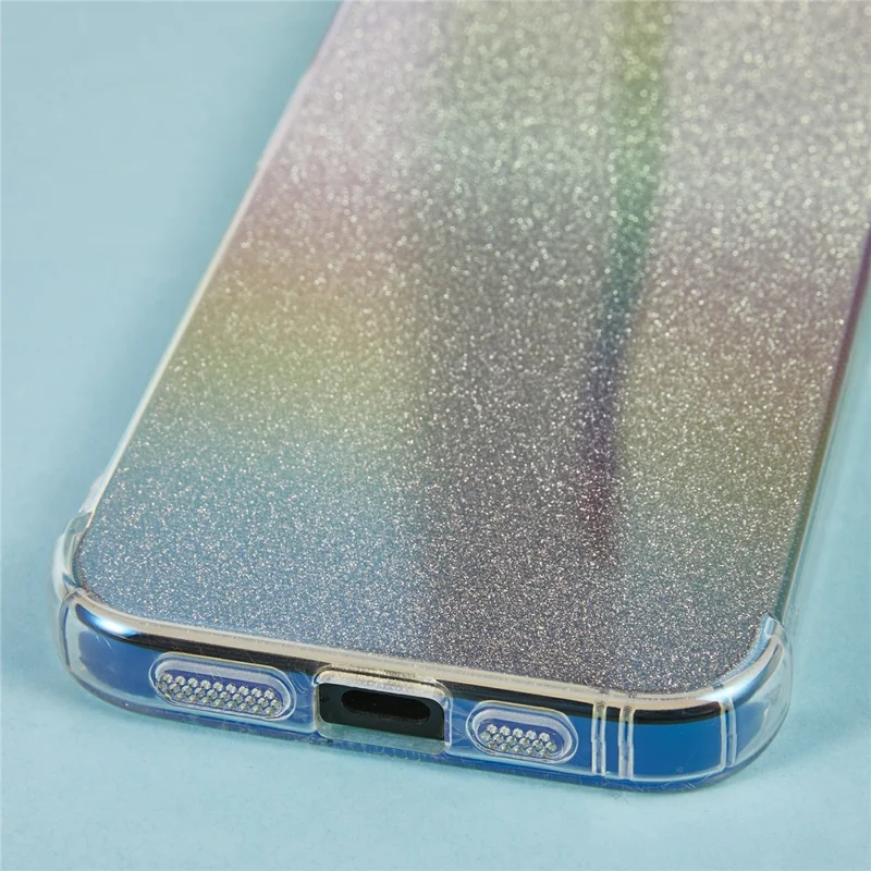 For iPhone 16e Hoesje TPU Beschermlaag met Gradiënt Glitterkaart - Zwart