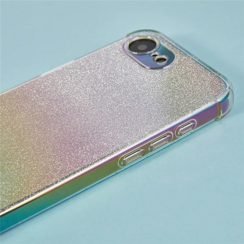 For iPhone 16e Hoesje TPU Beschermlaag met Gradiënt Glitterkaart - Zwart