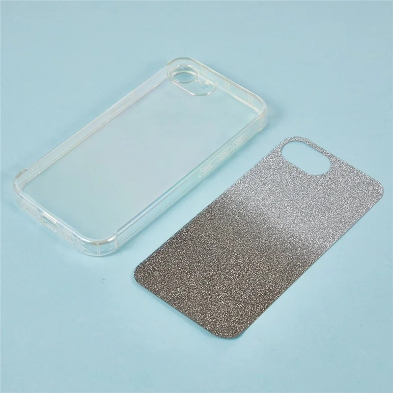 For iPhone 16e Hoesje TPU Beschermlaag met Gradiënt Glitterkaart - Zwart