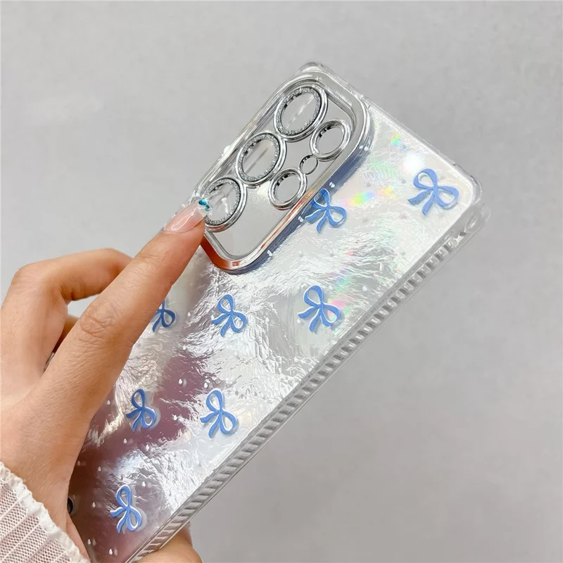 For Samsung Galaxy S25 Ultra Case Bowknot Pattern Design IMD PC + TPU Phone Back Cover with Glass Lens Film - BK5