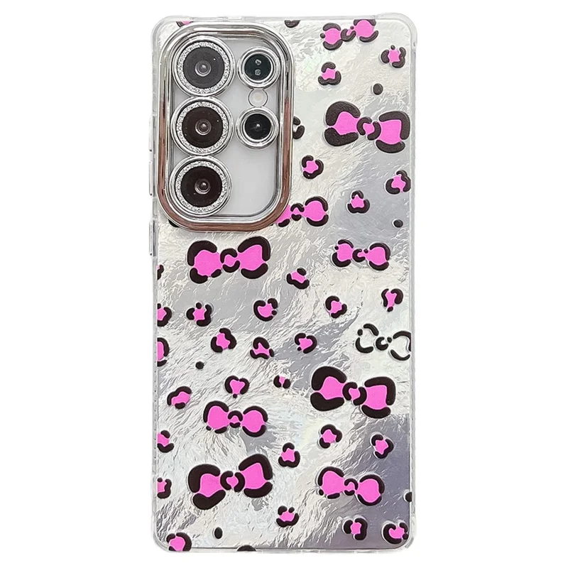 For Samsung Galaxy S24 Ultra Case Bowknot Pattern Design IMD PC + TPU Phone Back Cover with Glass Lens Film - BK5