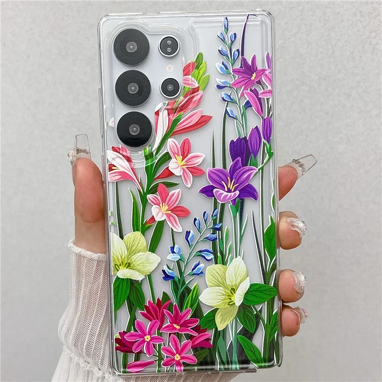 For Samsung Galaxy S25 Ultra Case Full Coverage Floral Pattern Printing Air Cushion Anti Drop TPU Phone Cover - FG1