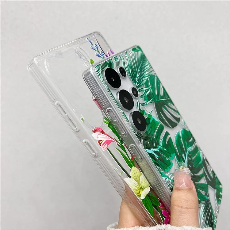 For Samsung Galaxy S25 Ultra Case Full Coverage Floral Pattern Printing Air Cushion Anti Drop TPU Phone Cover - FG1
