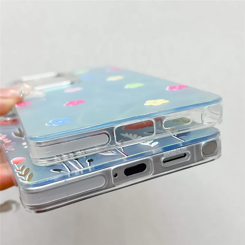 For Samsung Galaxy S25 Ultra Case Floral Pattern Electroplating Laser Texture TPU + PC Phone Back Cover - AF1
