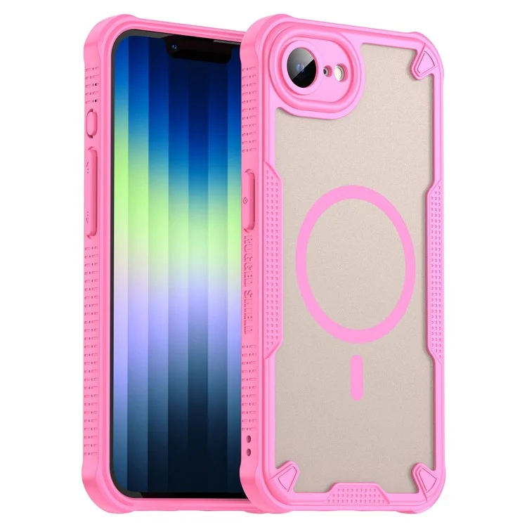 Acquisto all'ingrosso per custodia magnetica iPhone 16e compatibile con MagSafe, cover posteriore per telefono in TPU + PC - Rosa