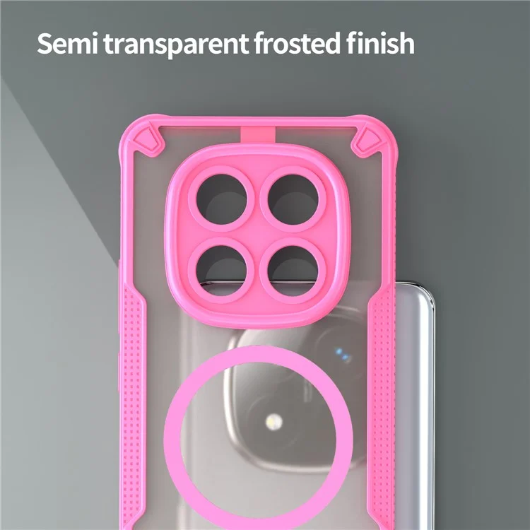 Bulk Purchasing For Xiaomi Redmi Note 14 Pro+ 5G Magnetic Case Drop Proof TPU + PC Phone Back Cover - Pink