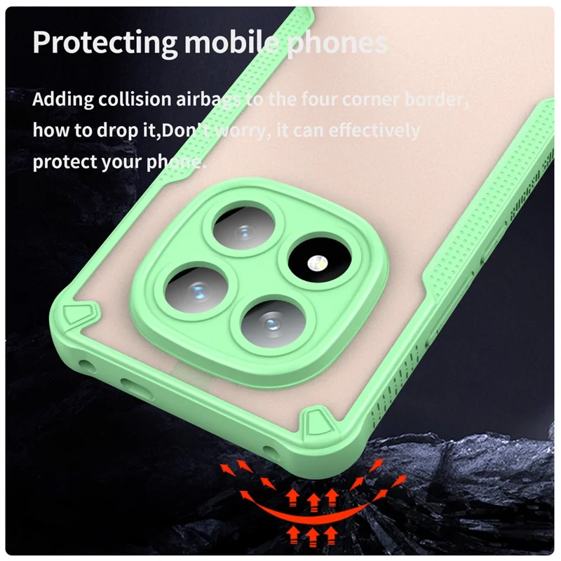 For Xiaomi Redmi Note 14 Pro+ 5G Case Hybrid Frosted Phone Back Cover - Green