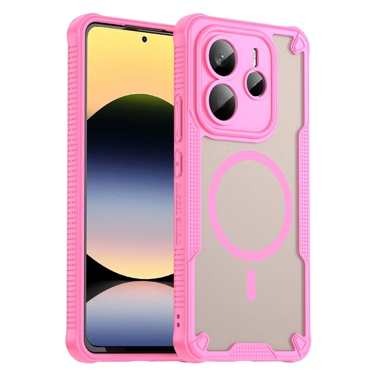 Bulk Purchasing For Xiaomi Redmi Note 14 5G Magnetic Case Drop Proof TPU + PC Phone Back Cover - Pink
