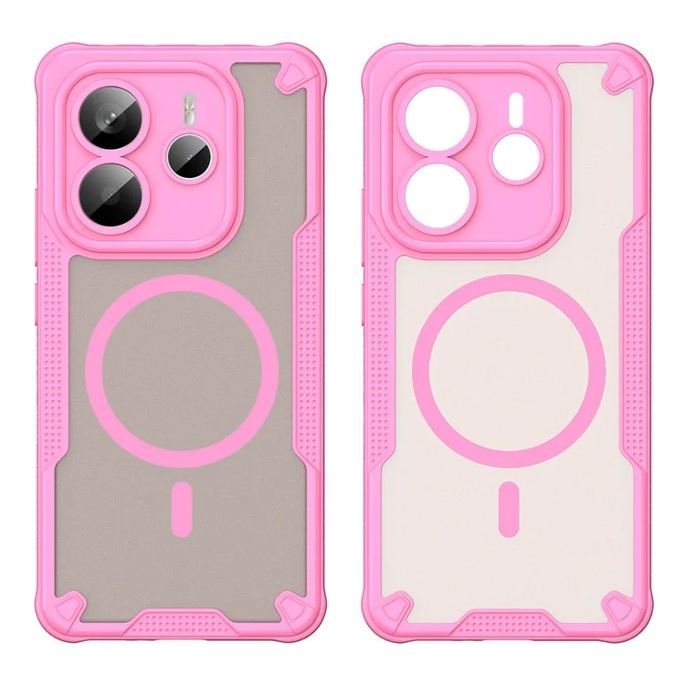 Bulk Purchasing For Xiaomi Redmi Note 14 5G Magnetic Case Drop Proof TPU + PC Phone Back Cover - Pink