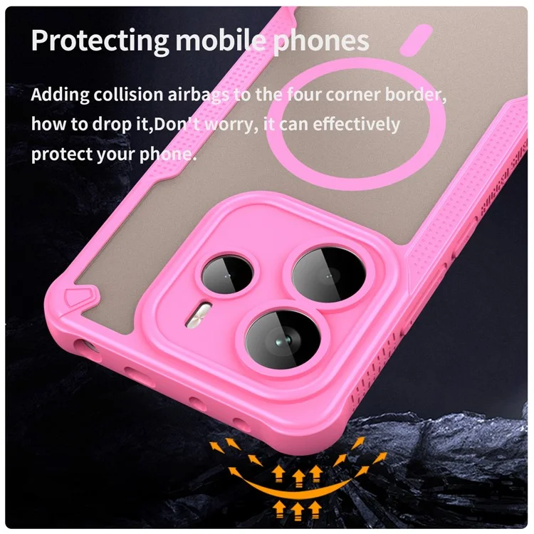 Bulk Purchasing For Xiaomi Redmi Note 14 5G Magnetic Case Drop Proof TPU + PC Phone Back Cover - Pink