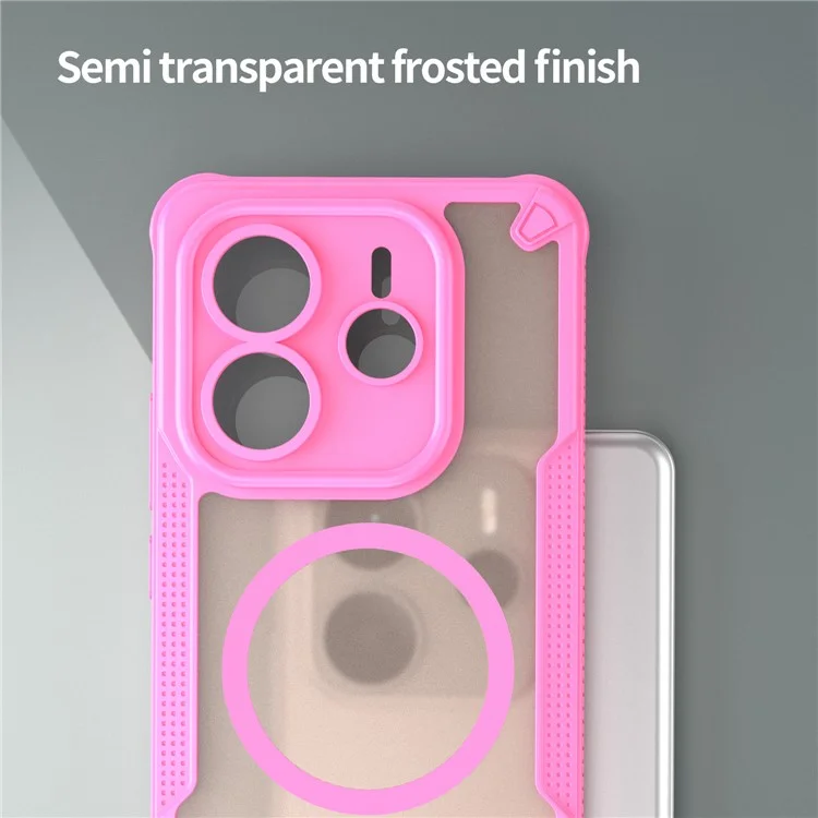 Bulk Purchasing For Xiaomi Redmi Note 14 5G Magnetic Case Drop Proof TPU + PC Phone Back Cover - Pink
