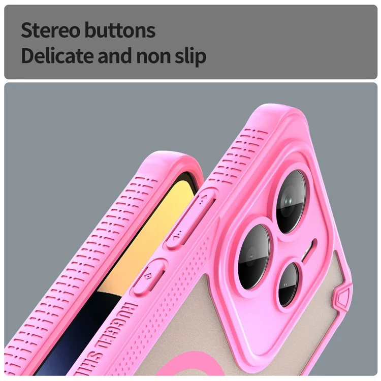 Bulk Purchasing For Xiaomi Redmi Note 14 5G Magnetic Case Drop Proof TPU + PC Phone Back Cover - Pink