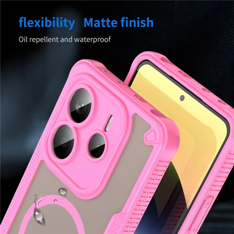 Bulk Purchasing For Xiaomi Redmi Note 14 5G Magnetic Case Drop Proof TPU + PC Phone Back Cover - Pink