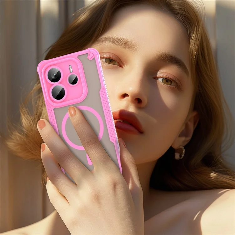 Bulk Purchasing For Xiaomi Redmi Note 14 5G Magnetic Case Drop Proof TPU + PC Phone Back Cover - Pink