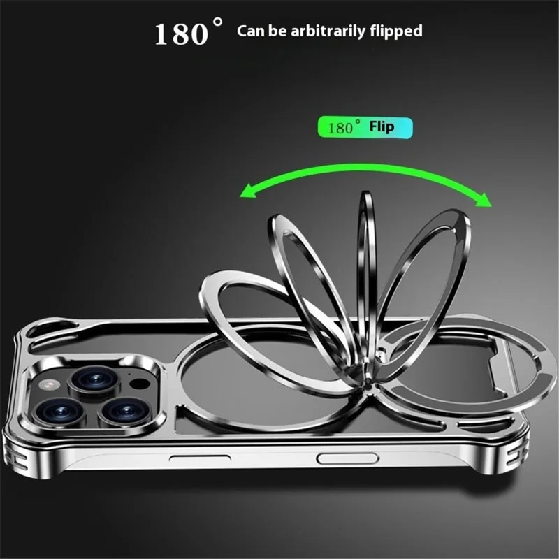 For iPhone 16 Pro Case Compatibel met MagSafe Stootvrije Aluminiumlegering Kickstand Telefoonhoes