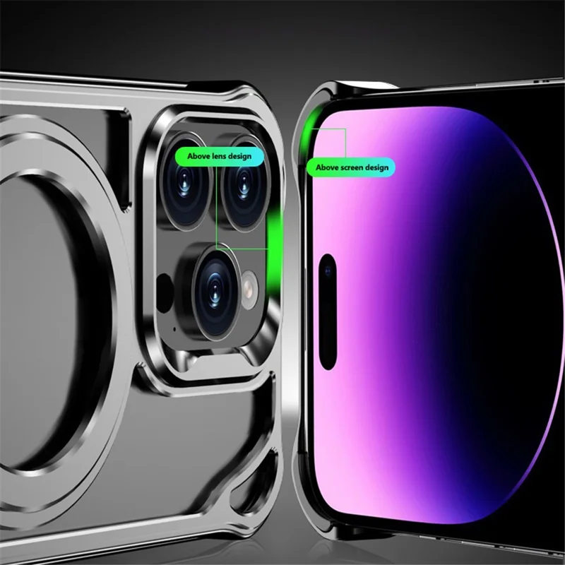 For iPhone 16 Pro Case Compatibel met MagSafe Stootvrije Aluminiumlegering Kickstand Telefoonhoes