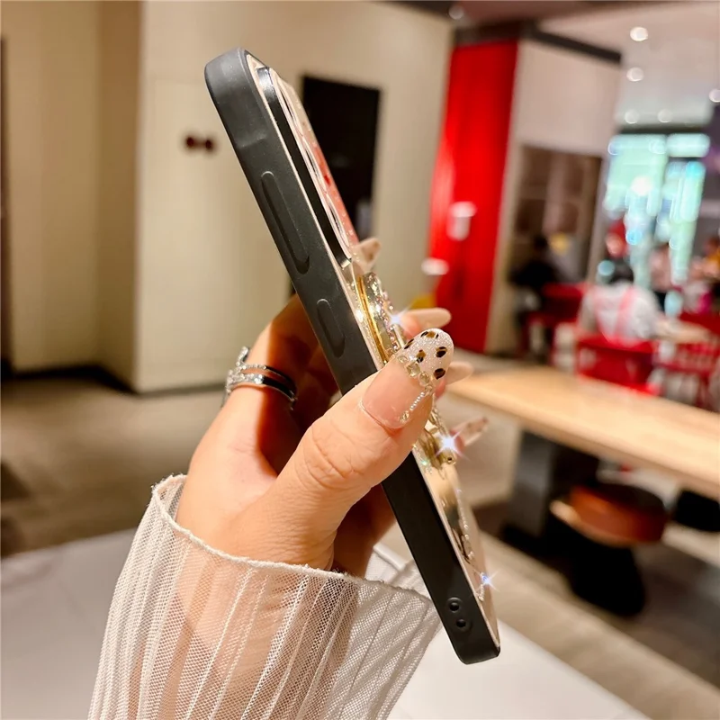 For Samsung Galaxy A36 5G Magnetic Case Kickstand TPU + PC Rhinestones Decor Phone Cover - White