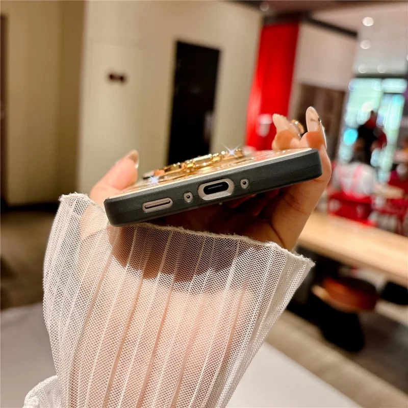 For Samsung Galaxy A36 5G Magnetic Case Kickstand TPU + PC Rhinestones Decor Phone Cover - White