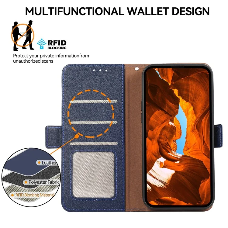 ABEEL Per Honor 400 Cover in Pelle Effetto Liscia con Blocco RFID - Blu