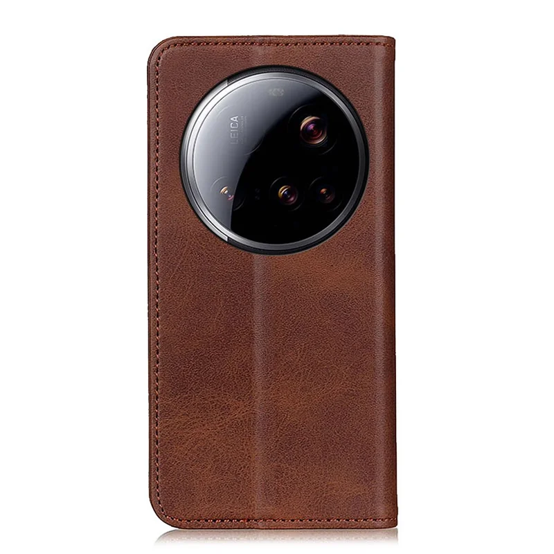 Чехол-книжка из натуральной кожи для Xiaomi 15 Ultra - Кофейный