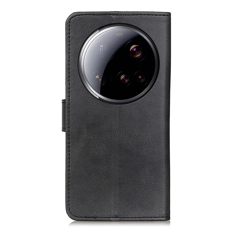 Voor Xiaomi 15 Ultra hoesje met koeienhuidstructuur Lederen portemonnee standaard telefoonhoes - Zwart