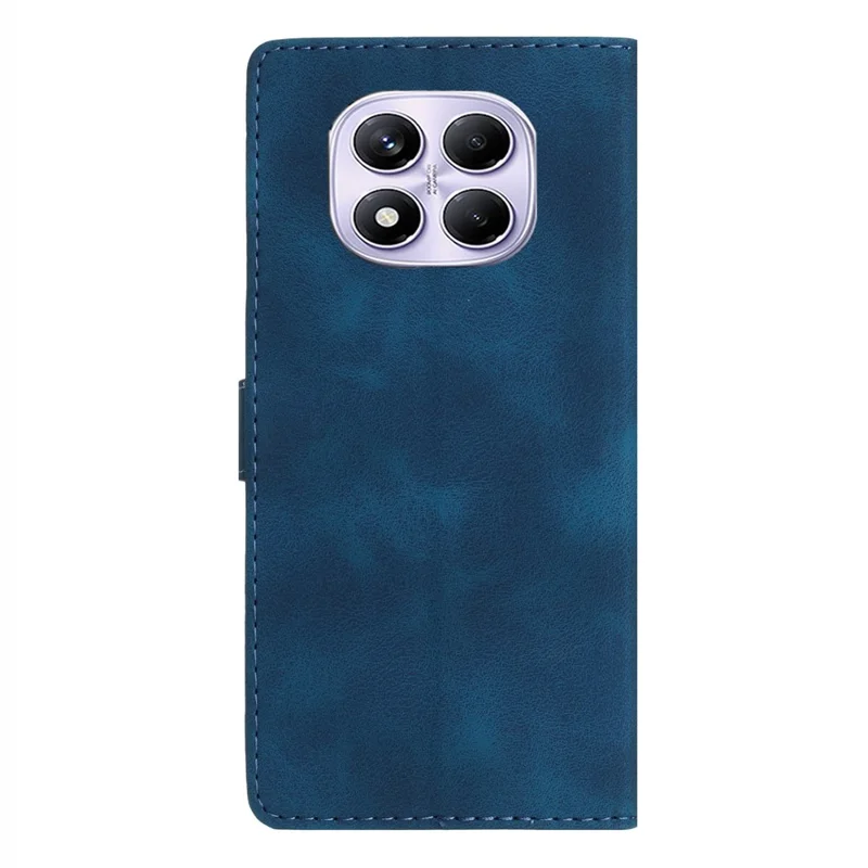 For Xiaomi Redmi Note 14 Pro 4G Case Leather Imprinted Flower Phone Cover Wallet with Wrist Strap - Blue