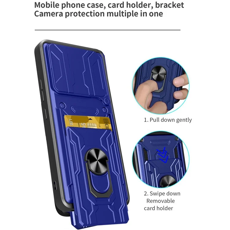 Cover per Xiaomi Redmi Note 14 4G (164,84 mm) - Custodia in PC + TPU con Supporto e Scorrevole Fotocamera - Nero